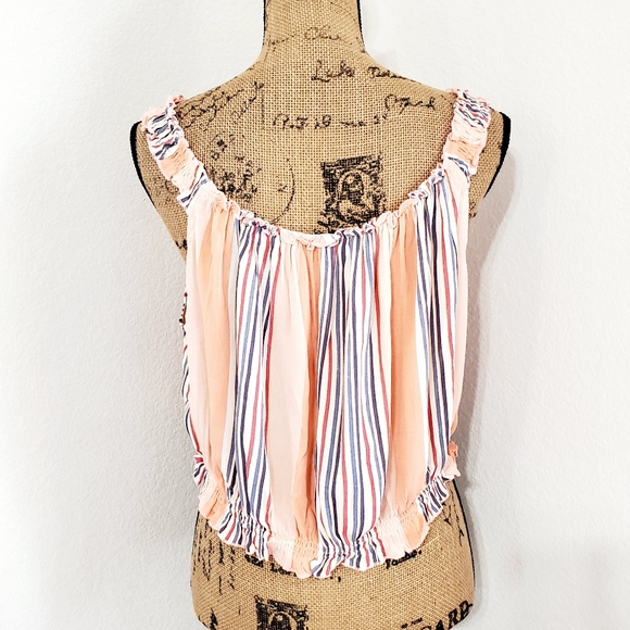 EN CREME Striped sleeveless top with elasticized waist festival boho vibe Large - Picture 5 of 5